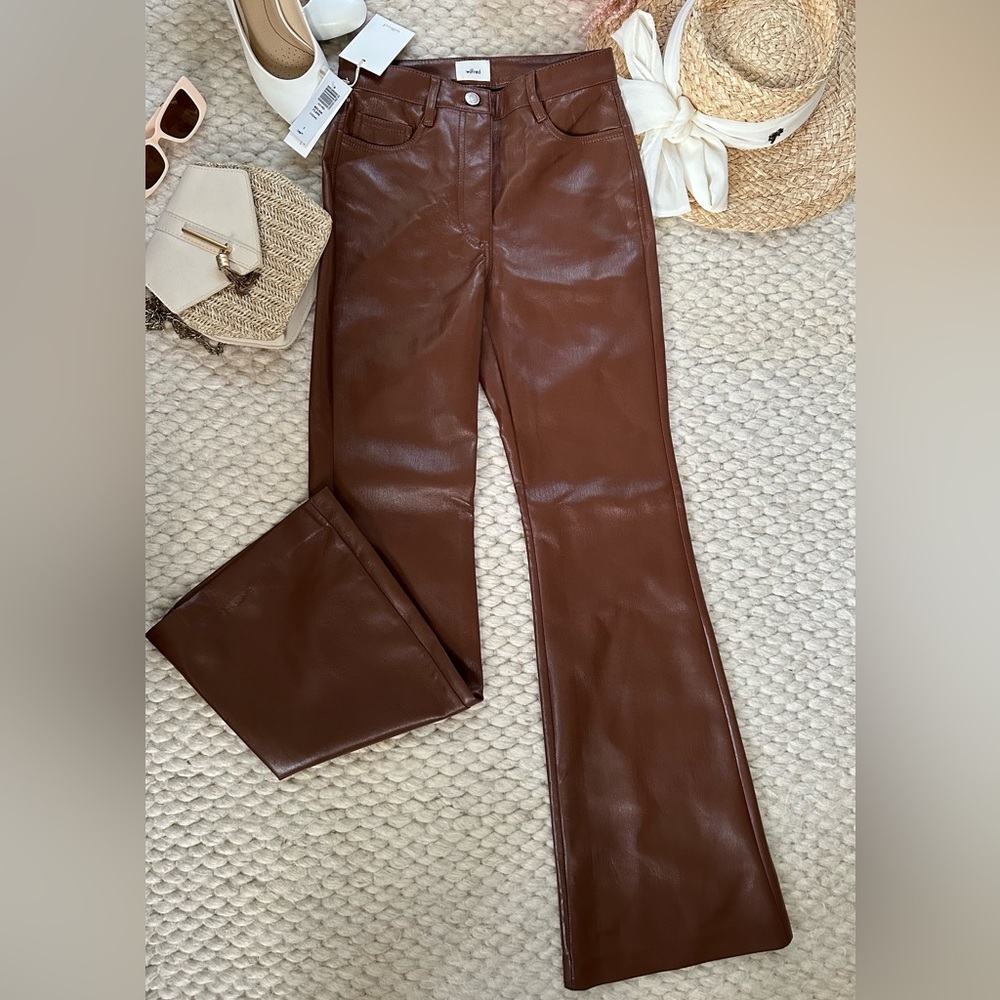COPY - Wilfred Melina Flare Cognac Pants Vegan Faux Leather